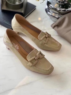 新漆皮粗跟鞋 欧洲站2024春季 163真皮浅口女单鞋 清仓足间蝶舞880