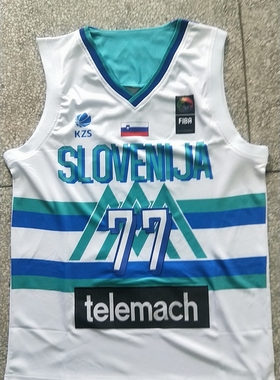 NCAA斯洛文尼亚国家队77号东契奇白色蓝色绿白色深蓝色篮球服