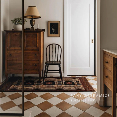 梵意复古做旧花砖棋盘格子瓷砖
