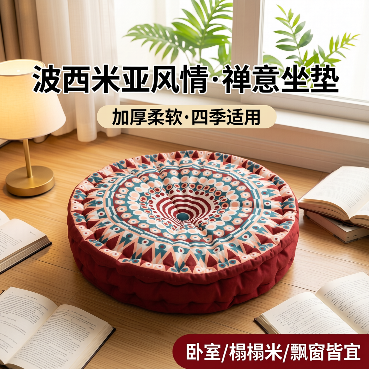波西米亚风加厚圆形蒲团垫椅子垫子卧室榻榻米飘窗家用地板坐垫