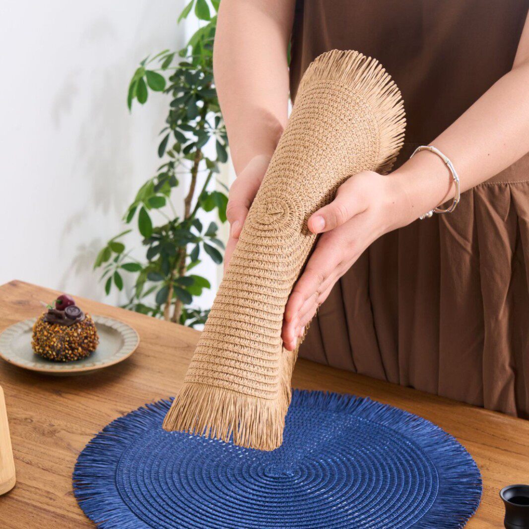 手工流苏纸质编织餐垫盘垫餐桌圆形纸辫垫隔热垫西餐垫装饰垫,居家布艺,餐垫,淘宝优惠券,粉丝福利购,淘宝优惠卷