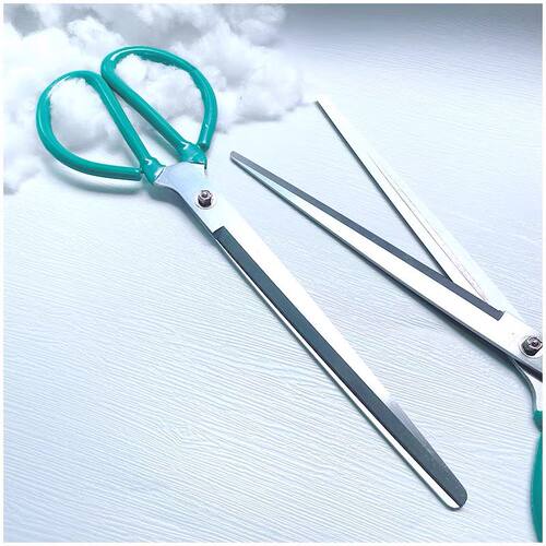 超长刃绒花剪手工锻打锰钢材质不推绒一刀断加长非遗大剪刀