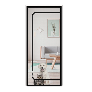 拉链防猫门帘拦猫跑纱窗门养猫隔断纱网封窗阳台防蚊挡宠物帘子