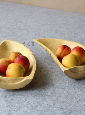 竹根茶点盘子日式水果干工艺品