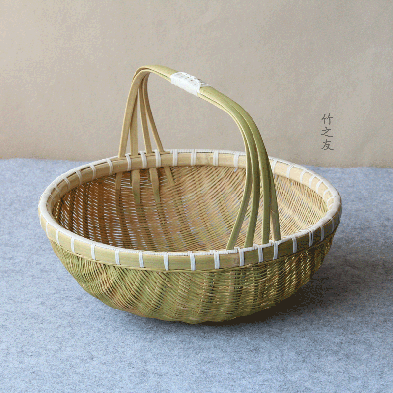 竹编篮子 家用 纯手工 竹制品 箩筐 竹编筐收纳 手提篮 筲箕 簸箕