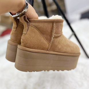 秋冬新款桑坡羊皮毛一体5CM雪地靴厚底时尚加厚周冬雨同款毛毛女
