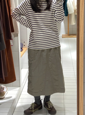 素然半身裙0系列24冬女士新品休闲工装感绗棉中长款半裙A0243SK06