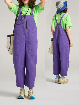 宽松防晒素然工装棉尼龙背带