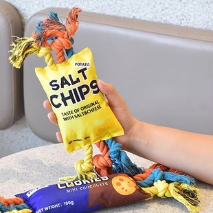 宠物狗狗棉绳玩具磨牙洁齿绳结带BB叫发声耐咬牛津布互动拔河玩具