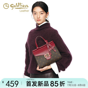 潮流气质酒红单肩斜挎小包轻奢 金利来复古印花女包手提包2025新款