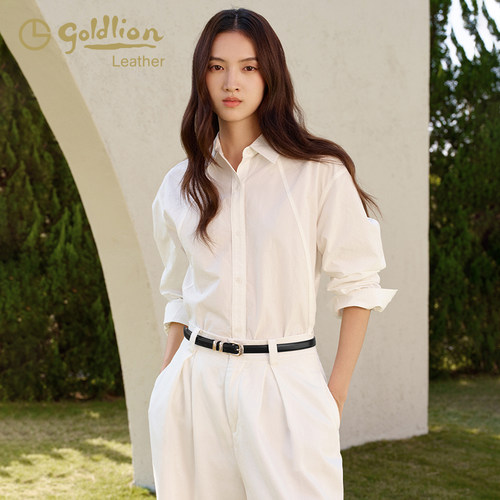 金利来女士牛皮细腰带时尚清新简约针扣皮带女韩版装饰裤带真皮潮