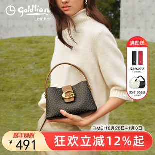金利来新款 包包摩登复古印花单肩斜挎包包女小众设计高级感hobo包