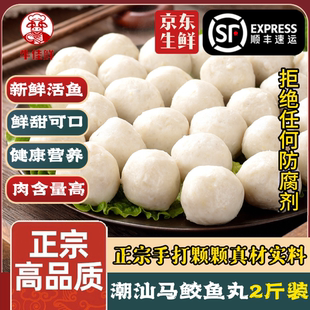 潮汕正宗手打手工马鲛鱼丸装汕头达濠特产烧烤火锅丸子食材2斤装