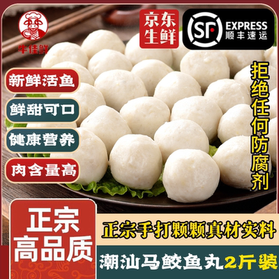 潮汕正宗手打手工马鲛鱼丸装汕头达濠特产烧烤火锅丸子食材2斤装