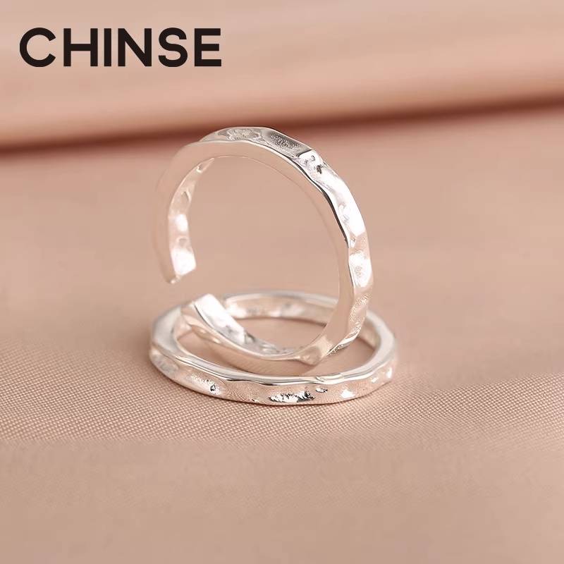 CHINSE《古法锡纸纹理》纯银戒指