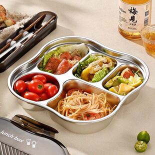 316不锈钢密封加深上班族食堂打饭食品级大容量餐盘大人分格餐盘