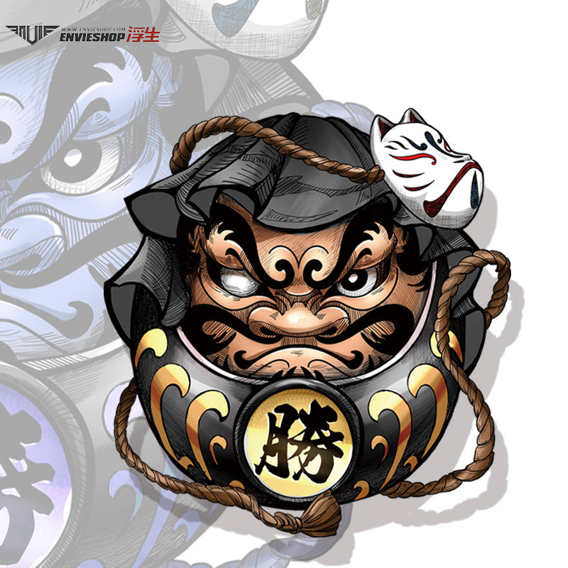 浮生 日系达摩车贴吉祥物jdm个性卡通创意汽车贴纸电动摩托车装饰