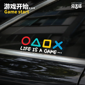 趣味游戏人生汽车贴纸LIFE 招吉猫车贴个性 GAME英文反光装 饰
