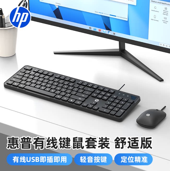 HP/惠普 KM20A办公有线键鼠套装 薄膜轻声便携笔记本台式机通用