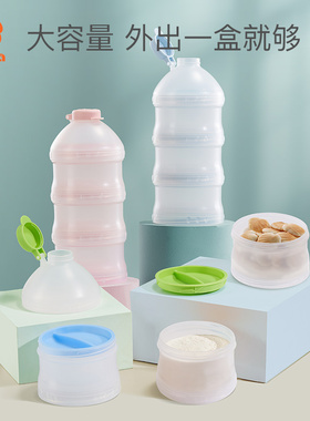 小狮王辛巴奶粉盒三层大容量外出便携储存盒分装盒辅食密封格迷你