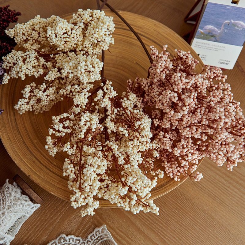 仿真花小果子单支小冬青果假花小珠串泡沫小米子手札花