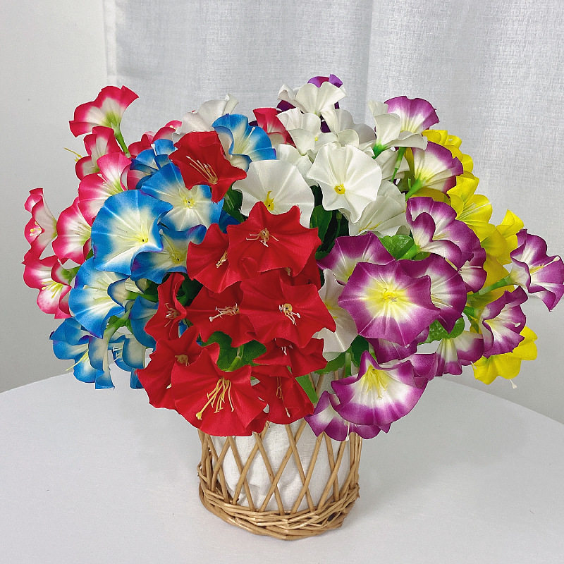 仿真牵牛花 喇叭花假花 把束牵牛花绢花 工程软装花艺仿真花工厂