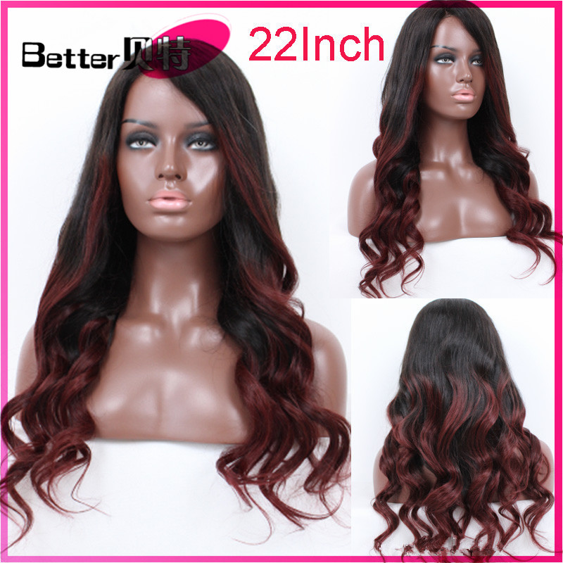 8A 130% body wave ombre Virgin Human Hair Lace Front Wig