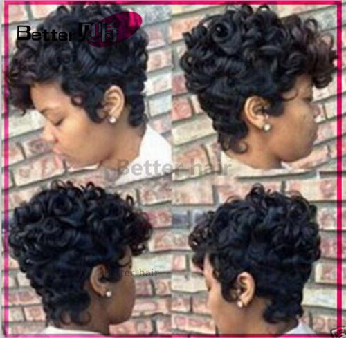 Short Black Afro Kinky Curly Synthetic Wigs for Women Hair