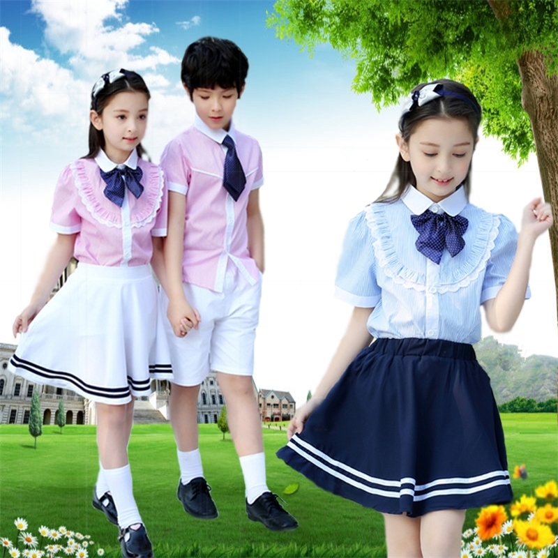 校服套装小学生英伦风毕业照夏女孩子园服六年级衬衫