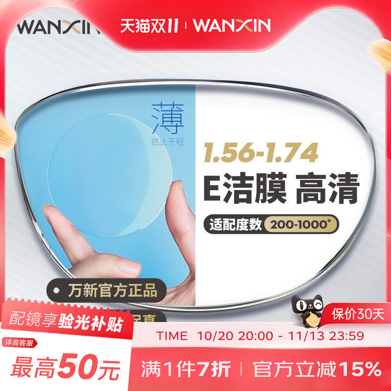 万新E洁膜镜片高度数赠镜框
