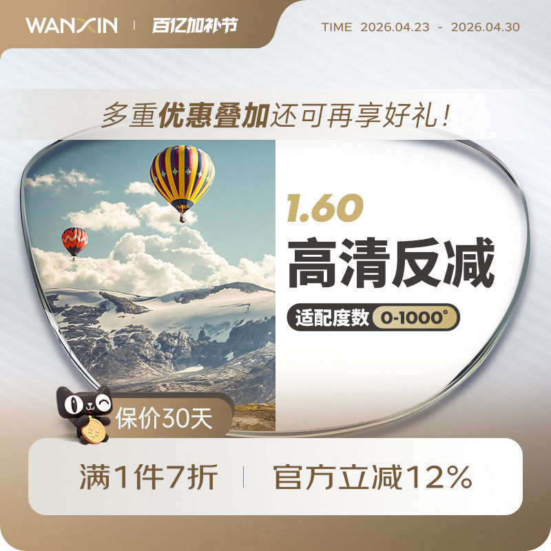 万新1.60超薄非球面镜片 防紫外线绿膜眼镜片树脂近视镜片2片