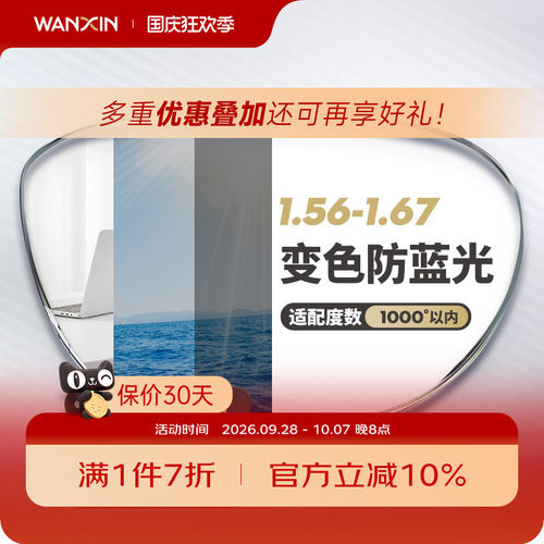 万新防蓝光变色镜片近视镜片