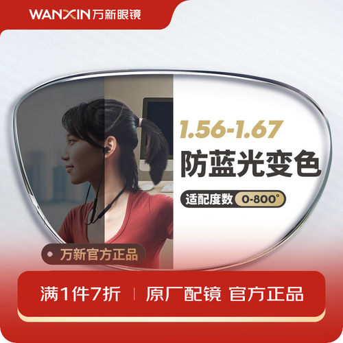 万新防蓝光自动感光变灰色镜片