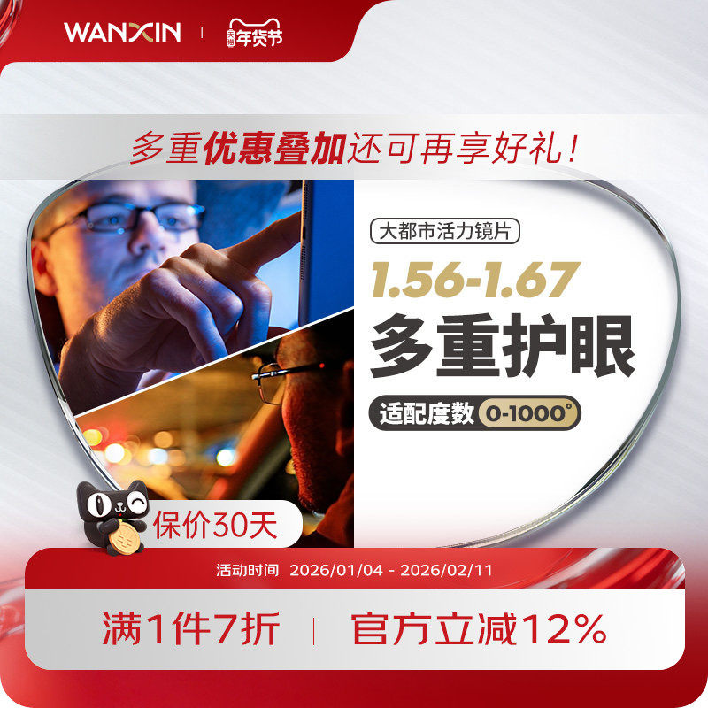 万新驾驶镜片1.56 1.60 1.67超薄防蓝光辐射眩光非球面驾驶近视