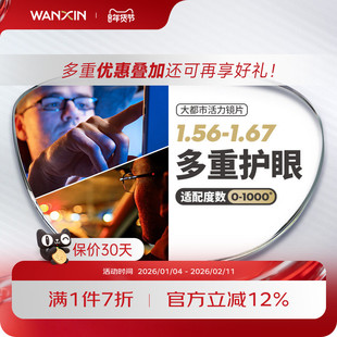 万新驾驶镜片1.56 1.60 1.67超薄防蓝光辐射眩光非球面驾驶近视