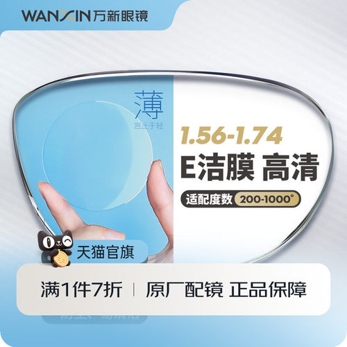 万新E洁膜镜片高度数赠镜框