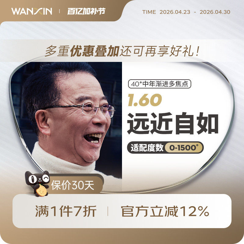 万新非球面1.60近视远视成人渐进镜片万新中老年镜片2片装定制片