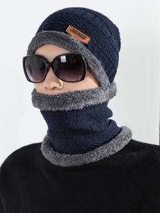 围巾男式帽子围脖一体冬季骑车加绒加厚保暖防风防寒秋针织毛线帽
