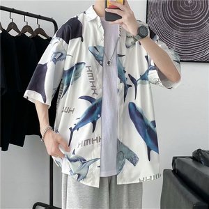 日系港风男生短袖设计感小众衬衫