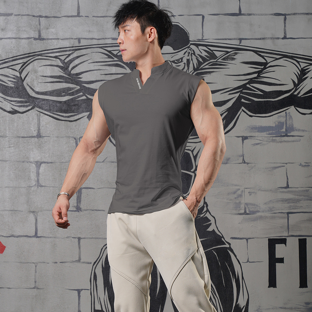 MAKN宽肩背心男V领篮球