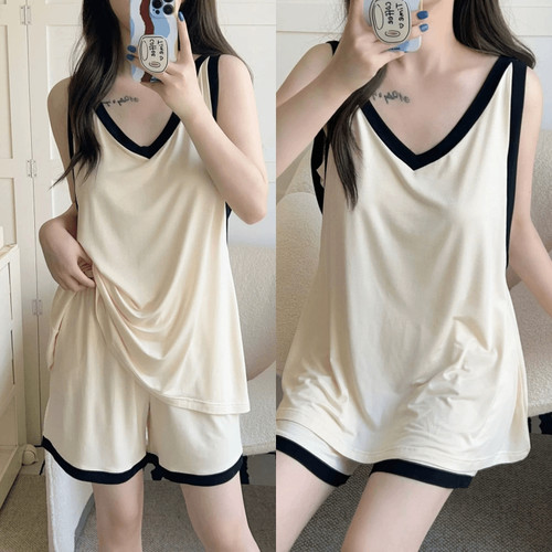 运动休闲风薄款可外穿吊带家居服