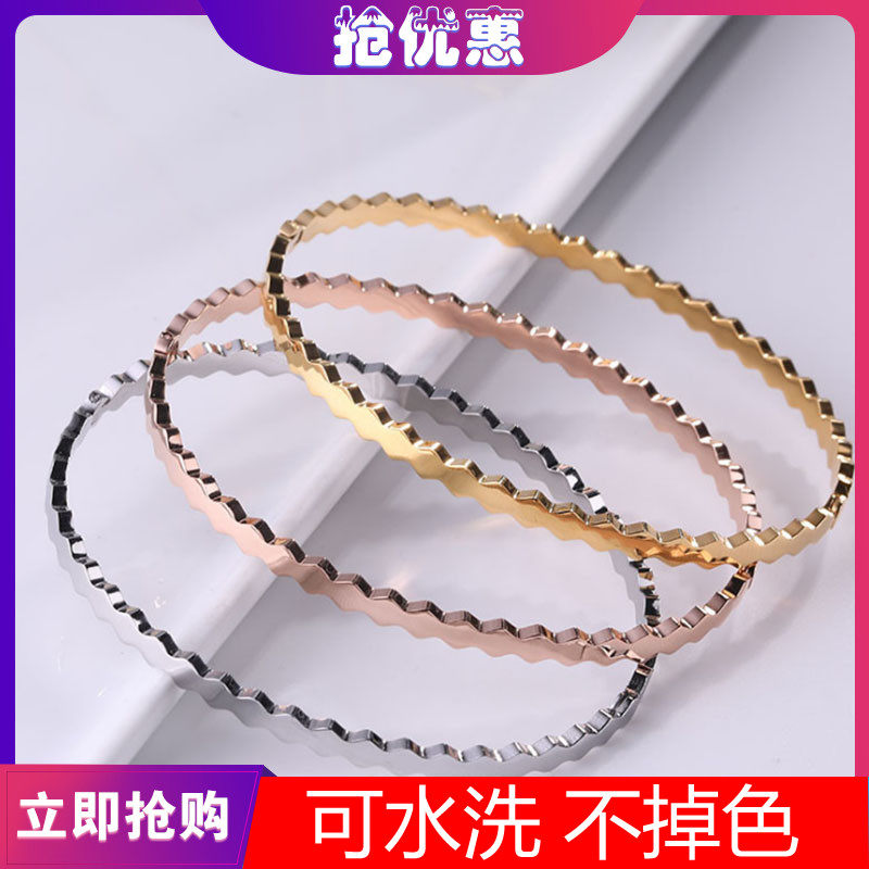 8K玫瑰彩金14K金简约蜂巢手镯女冷淡风纯银银饰网红日韩首饰手环