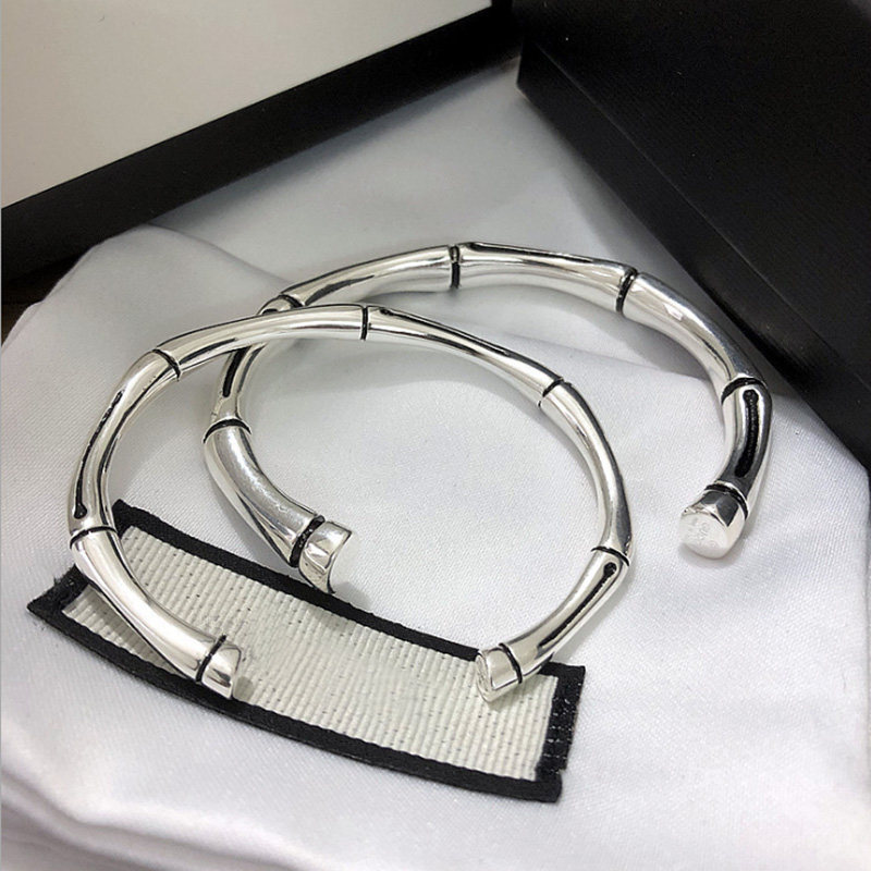 古家纯银G家竹节手镯男女情侣款欧美复古个性网红女潮ins情人礼物