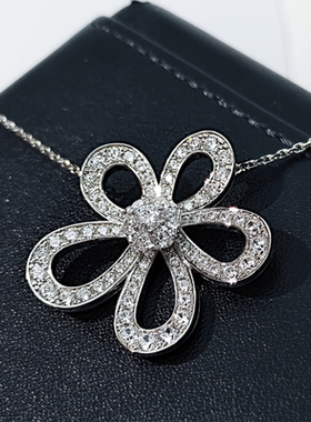 高版本满钻镀厚金五瓣花朵锁骨链