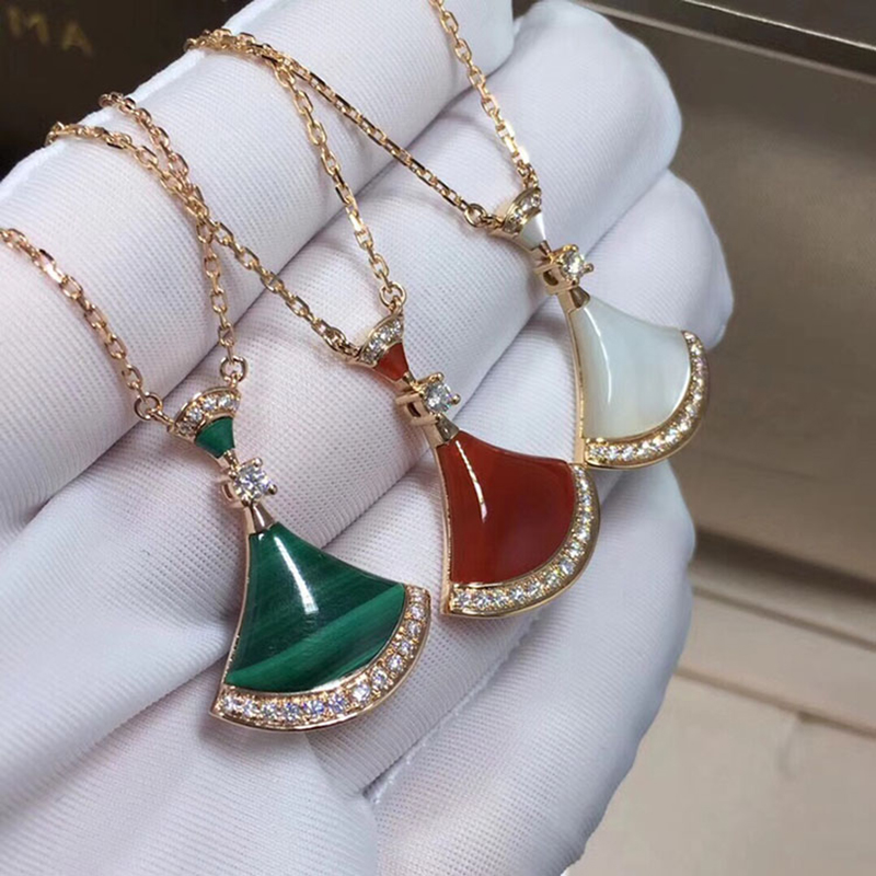 Sector skirt Fritillaria Malachite Carnelian 18k Rose Gold Female models clavicle Necklace Tanabata giftin the Accessories/Fashion Jewelry, Necklace  category - from Buy2taobao.com to provide professional Taobao agent buy service