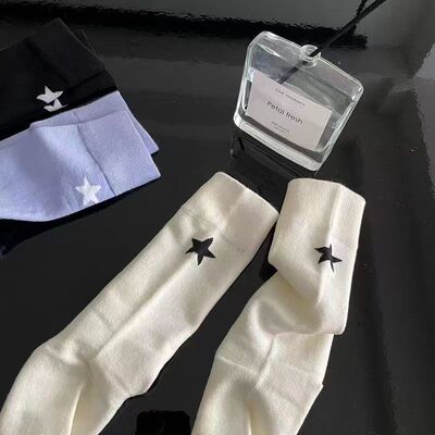 运动袜子女中筒袜纯色春夏