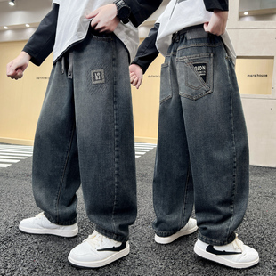 男童宽松牛仔裤中大童休闲长裤痞帅潮裤春秋款2026新款直筒哈伦裤