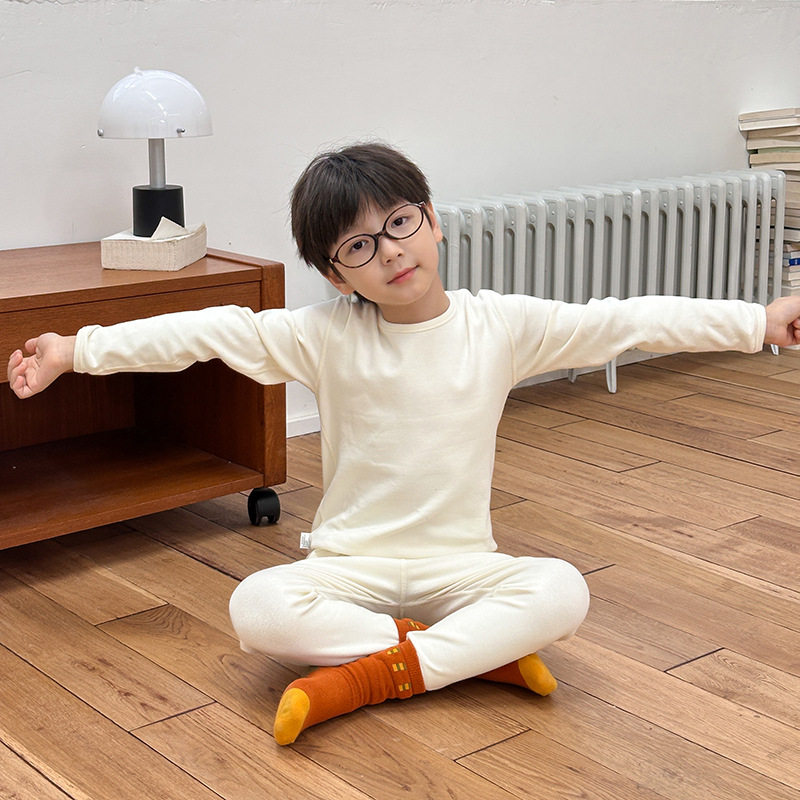 男女童春秋羊毛保暖内衣套装
