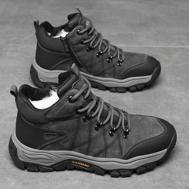 冬季新款男士真皮羊毛棉鞋户外休闲男鞋皮毛一体软底防滑保暖男鞋