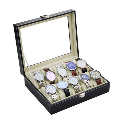 10-digit leather watch box wooden display storage box手表盒